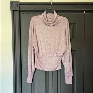 Free People purple Cowl Neck Sweater with metallic details.